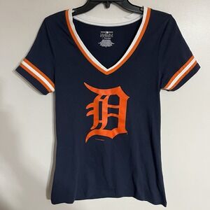 5th & Ocean‎ Detroit Tigers Baseball V-Neck T-shirt Size Medium In Navy